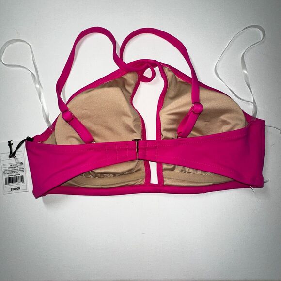 Shade & Shore Pink High Neck Cross Strap Bikini Top NWT Size 34D - Picture 2 of 6